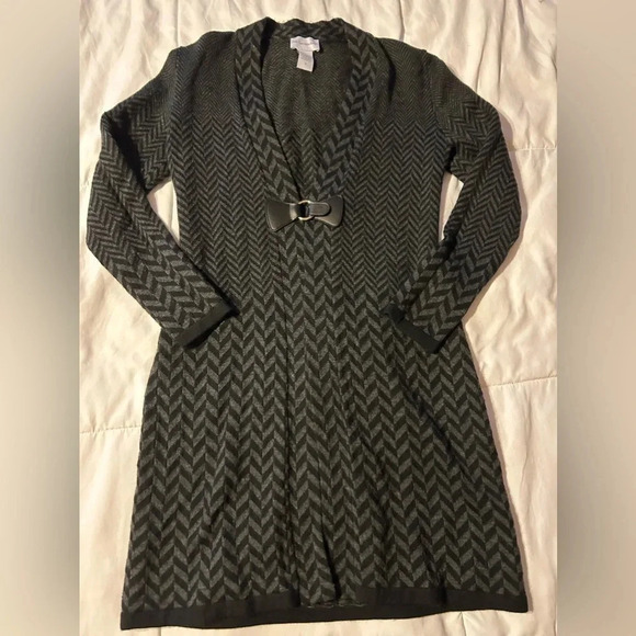 SOFT Surroundings Black Chevron Wool Blend West Saxon Long Sweater Women’s S - Picture 3 of 8